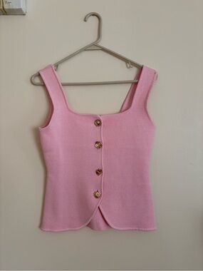 Love Tree Pink Knit Square Neck Sleeveless Tank
